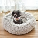 Pet Dog Cat Calming Bed Round Warm Soft Plush Sleeping Donut Cushion Mat Pad Puppy Kennel - S White
