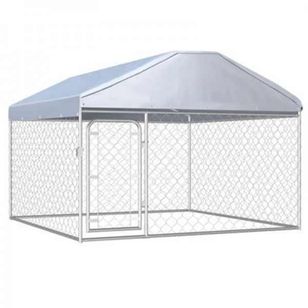 [EU Direct]  Outdoor Dog Kennel 144493 Puppy Heavy Duty Cage Galvanized Steel Frame Fence Playpen Exercise Pen Chicken Coo