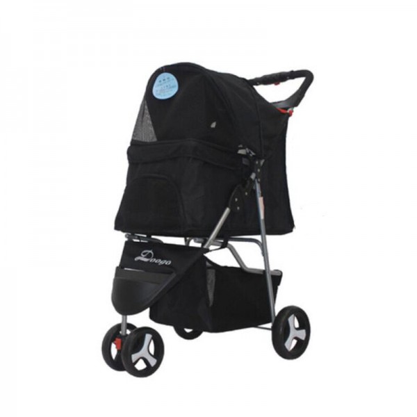 Pet Supplies Three Wheeles Folding Pet Cart Cat Dog Outdoor Travel Stroller Easy To Carry Cart - Pink