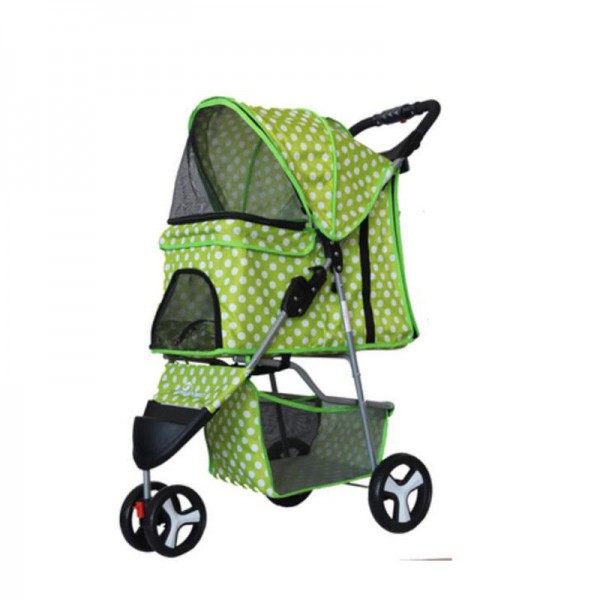 Pet Supplies Three Wheeles Folding Pet Cart Cat Dog Outdoor Travel Stroller Easy To Carry Cart - Pink