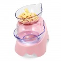 Cat Double Bowl Non-slip Pet Food Water Feeder Dish Elevated Stand Pet  Supplies Puppy - White