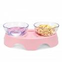 Cat Double Bowl Non-slip Pet Food Water Feeder Dish Elevated Stand Pet  Supplies Puppy - White
