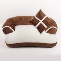S/M/L Soft PP Cotton Pet Bed Sofa Dog Puppy Winter Warm Mat Kennel Cat Litter Pet Supplies With Pillow - Black M