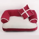 S/M/L Soft PP Cotton Pet Bed Sofa Dog Puppy Winter Warm Mat Kennel Cat Litter Pet Supplies With Pillow - Black M