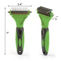 3 in 1 Dual Sided Dog Cat Hair Fur Shedding Trimmer Stainless Steel Grooming Dematting Rake Comb Brush - Purple