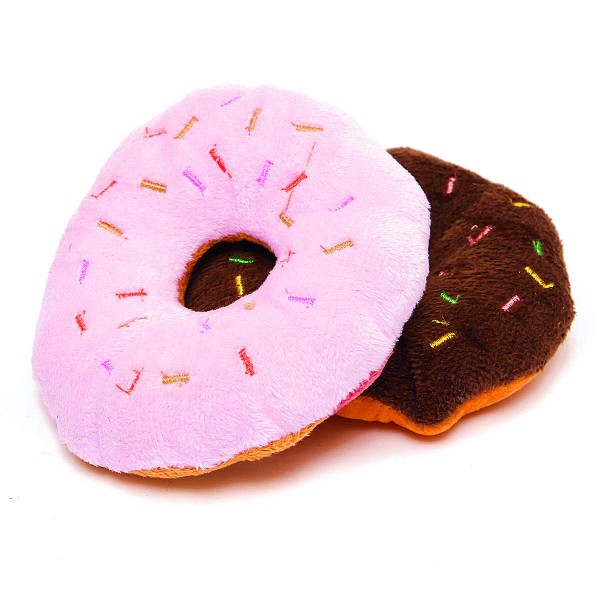 Dog Donut Toy Lovely Soft Pet Supplies Cat Funny for Playing Built in A Lound Whistle - Pink