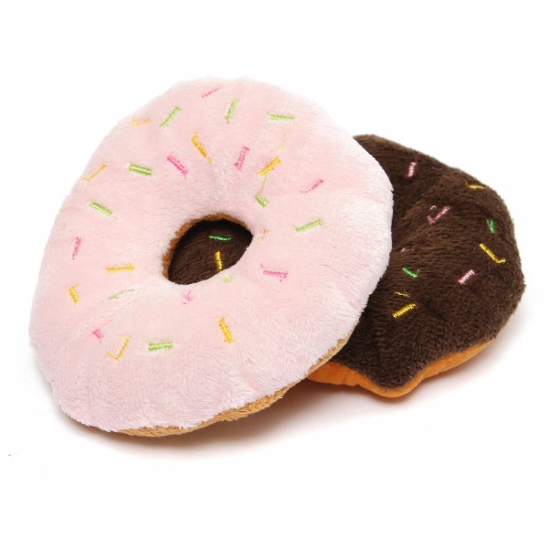 Dog Donut Toy Lovely Soft Pet Supplies Cat Funny for Playing Built in A Lound Whistle - Pink