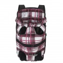 Mesh Canvas Pet Dog Carrier Pet Backapck Breathable Camouflag Pet Bags - Red and white grid L