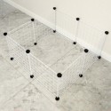 Pet Iron Fence House Foldable DIY Playpen Iron Fence Kennel Exercise Training Space For Cat Dog - With door White