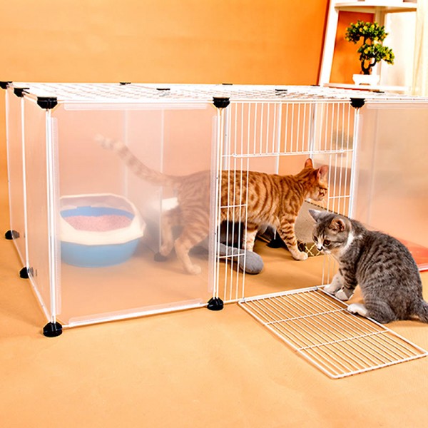 DIY Large Cat Villa Home Pet Bed Pet Cage White Wire Fence Dog Kennel Anti-skip Cat Fence Plastic Home Wooden Hammer - 32 pcs