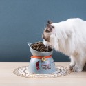 Special Design Cute Lucky Cat Shape Pet Food Bowl Raised Ceramics Pink Cat Bowl Food Feeder for Small Dog Pet Accessories - Whit