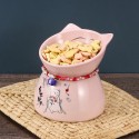 Special Design Cute Lucky Cat Shape Pet Food Bowl Raised Ceramics Pink Cat Bowl Food Feeder for Small Dog Pet Accessories - Whit