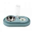 Pet Bowl Automatic Feeder Double Bowl Pet Water Dispenser Multifunctional Pet Feeder with Water Bottle -  Pink