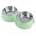Stainless Steel Double Bowls Pet Food Water Bowl Cat Dog Puppy Feeder Pet Water Food Dish - Green
