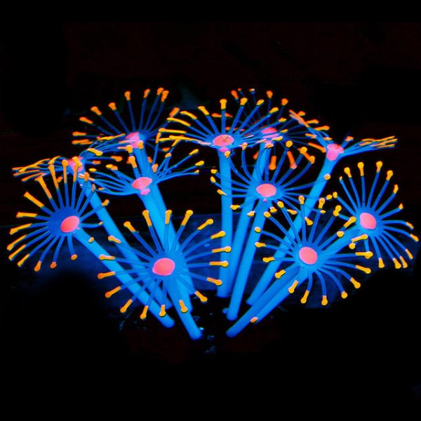Silicone Glowing Artificial Fish Tank Aquarium Coral Plants Ornament Underwater Pets Decor - Pink