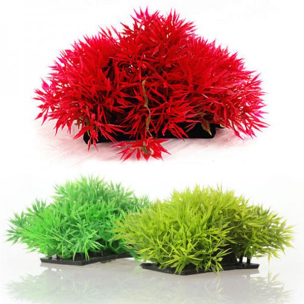 Artificial Grass Aquarium Decor Water Weeds Ornament Plant Fish Tank Decorations &amp; Ornaments - Yellow