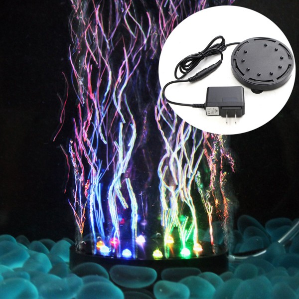 9 LED Aquarium Bubble Light Air Stone,Tank LED Air Bubbler Light Submersible Air Pump Bubble Stone Lamp for Turtle Tank Decorati