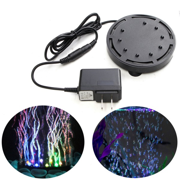 9 LED Aquarium Bubble Light Air Stone,Tank LED Air Bubbler Light Submersible Air Pump Bubble Stone Lamp for Turtle Tank Decorati