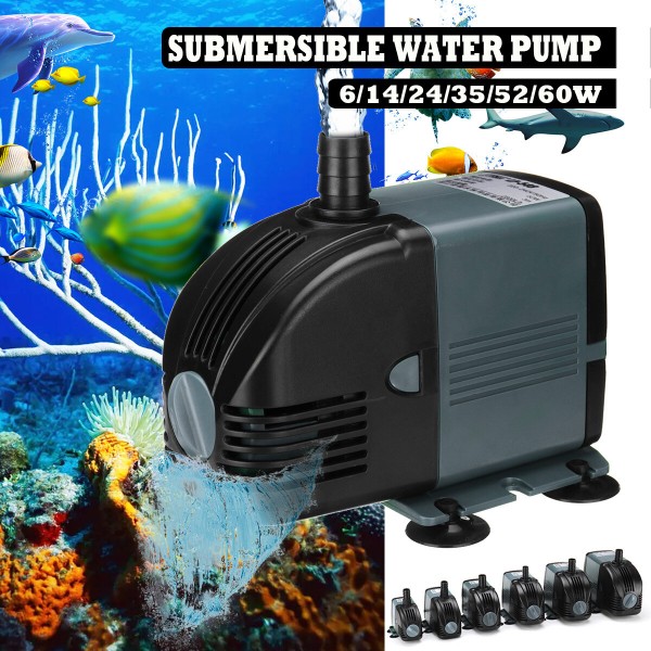 6/14/24/35/52/60W Submersible Water Pump Low Noise Durable Aquarium Tank Fish Fountain Pump - 6W