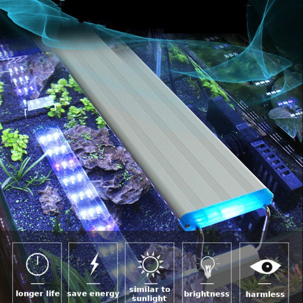 Super Slim LEDs Aquarium Lighting Aquatic Plant Light 20-60CM Extensible Waterproof Clip on Lamp For Fish Tank Blue White Light 