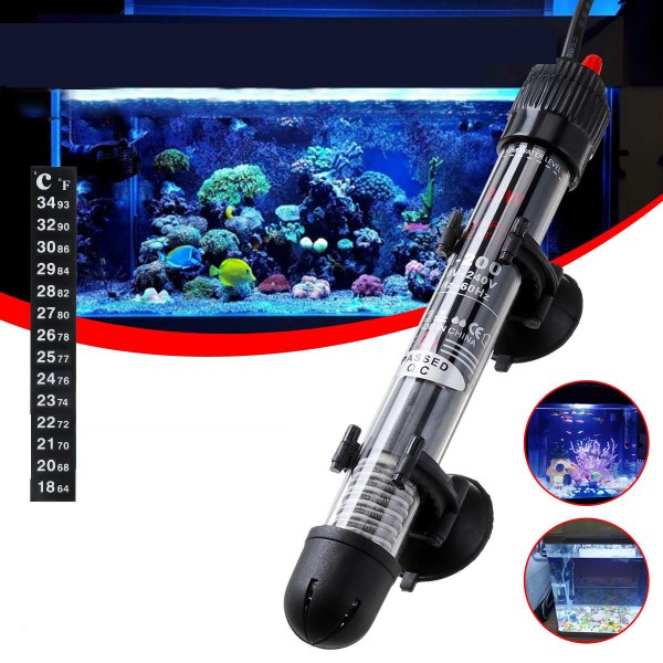 25/50/100/200/300W Fish Aquarium Heater Thermostat Submersible Heating Rod Tank Lamp Lantern - 200W