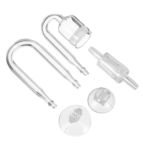 Fish Aquarium CO2 Diffuser Check Valve U Shape Glass Tube Suction Cup Kit Tank