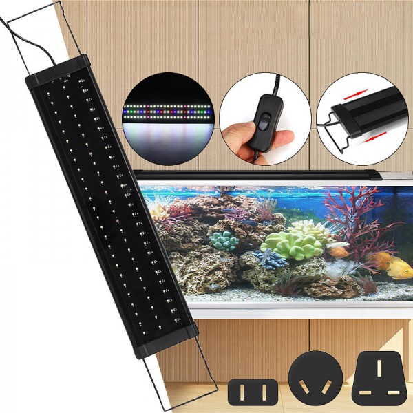 For 65-70CM RGB 78LED Aquarium Fish Tank Light Aquarium Light Extendable Brackets US/AU/UK  - US Plug