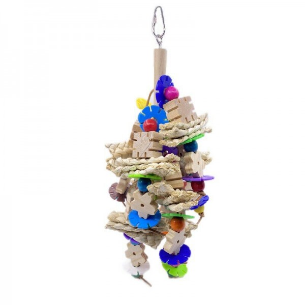Parrot Gnawing Toy Bird Supplies Utensils Corn Wood Creative Hanging Pieces Plastic Flower Pieces Large Parrot Bird Toys