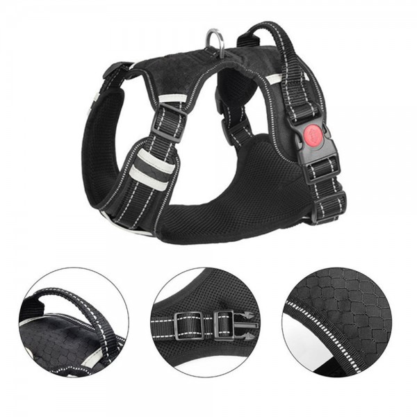 Daily Walking Outdoor Activities S/M/L/XL Pet Dog Harness Front Clip Reflective Explosion-proof Rushing Oxford Padded Soft Vest 