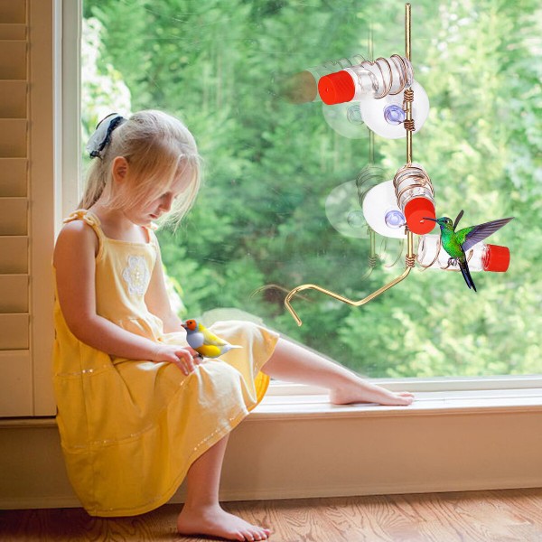 Sucker Transparent Bird Feeder Durable Easy to Clean Bird Feeding Station - Copper wire + 2 bottles + suction cup