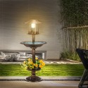 Bird Bath Feeder Garden Solar Light Feeding Outdoor Food Station Courtyard Pool Pet Supplies Drinking Bowls Drinker - Blue