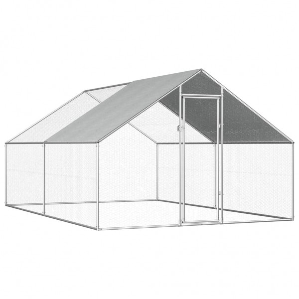   170789 Outdoor Chicken Cage 2.75x4x1.92 m Galvanised Steel Pet Supplies Rabbit House Pet Home Puppy Bedpen Fe