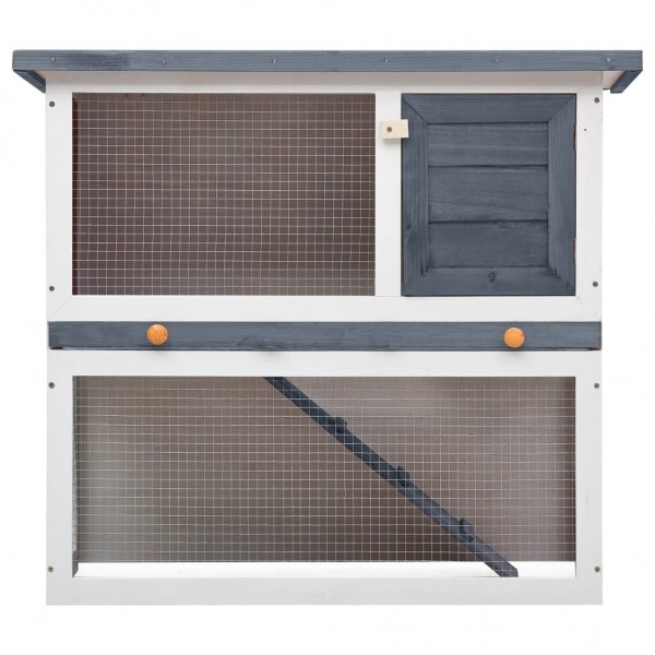   170831 Outdoor Rabbit Hutch 1 Door 90 x 45 x 80 cm Grey Wood Pet Supplies Rabbit House Pet Home Puppy Bedpen 