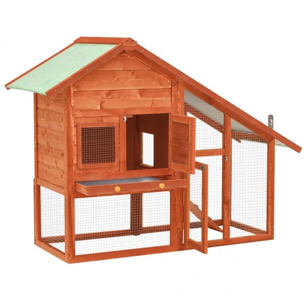   170868 Outdoor Rabbit Hutch 140x63x120 cm Solid Firwood Pet Supplies Dog House Pet Home Cat Bedpen Fence Play