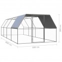   3089326 Outdoor Chicken Cage 3x8x2 m Galvanised Steel Pet Supplies Dog House Pet Home Cat Bedpen Fence Plaype