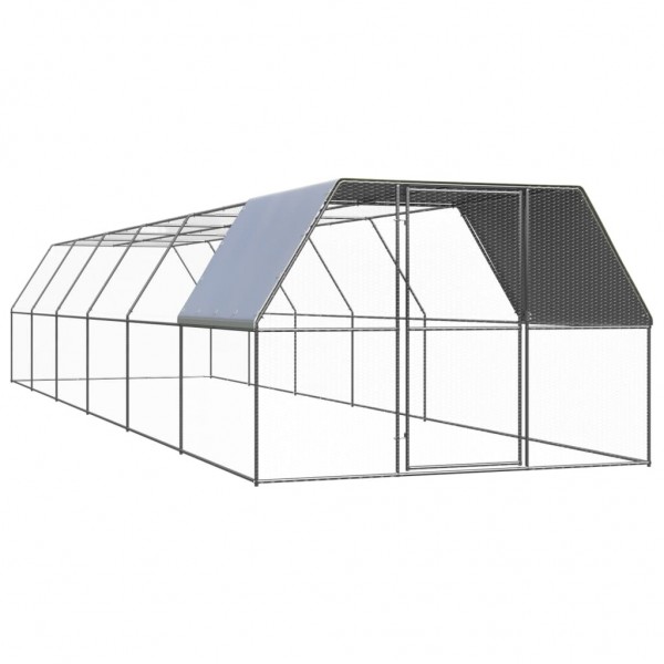  3089328 Outdoor Chicken Cage 3x12x2 m Galvanised Steel Pet Supplies Dog House Pet Home Cat Bedpen Fence Playp