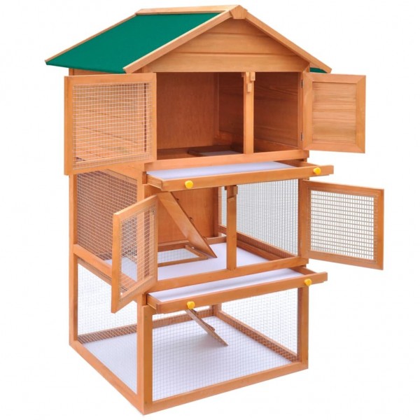   170161 Outdoor Rabbit Hutch Small Animal House Pet Cage 3 Layers Wood Pet Supplies Dog House Pet Home Cat Bed