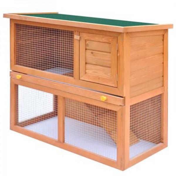   90x45x80cm 170158 Outdoor Rabbit Hutch Small Animal House Pet Cage 1 Door Wood - #3