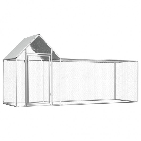  vidaxl 144554 Outdoor Chicken Coop 3x1x1.5 m Galvanised Steel House Cage Foldable Puppy Cats Sleep Metal Playpen Exe