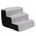 Three-tier Pet Ladder 16*39CM Sponge Steps for Little Dog-Black/Brown - Black.